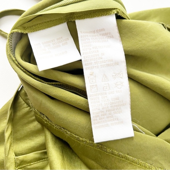 Vintage Silk Y2K Tommy Hilfiger Lace Trim Fairy Core Green Top Size Large (L) - Picture 6 of 8